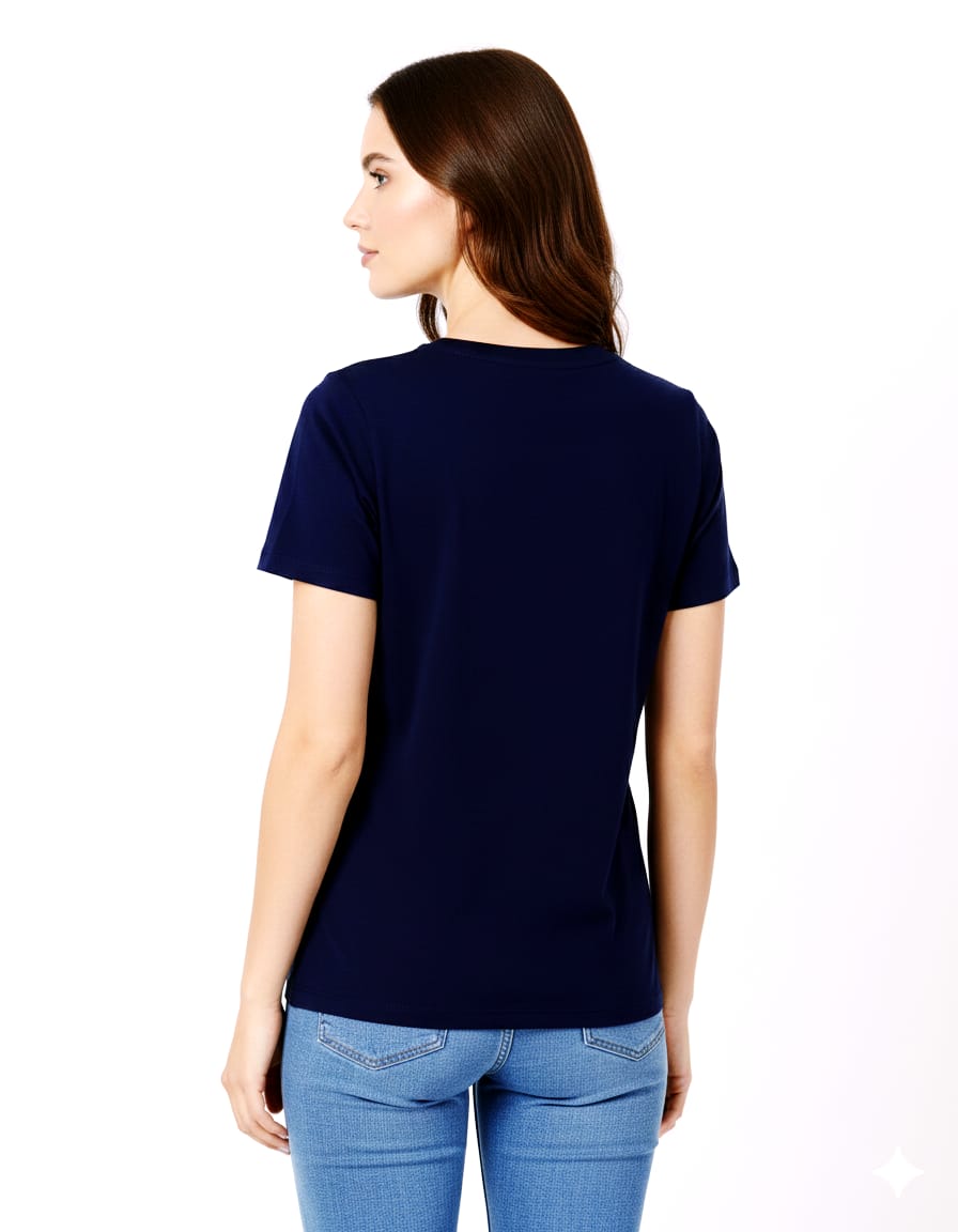 Navy Blue Teri Cotton Ladies Top – Regular Fit | Sizes S–XL