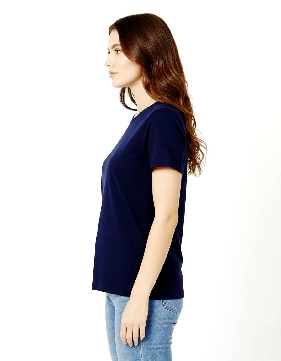 Navy Blue Teri Cotton Ladies Top – Regular Fit | Sizes S–XL