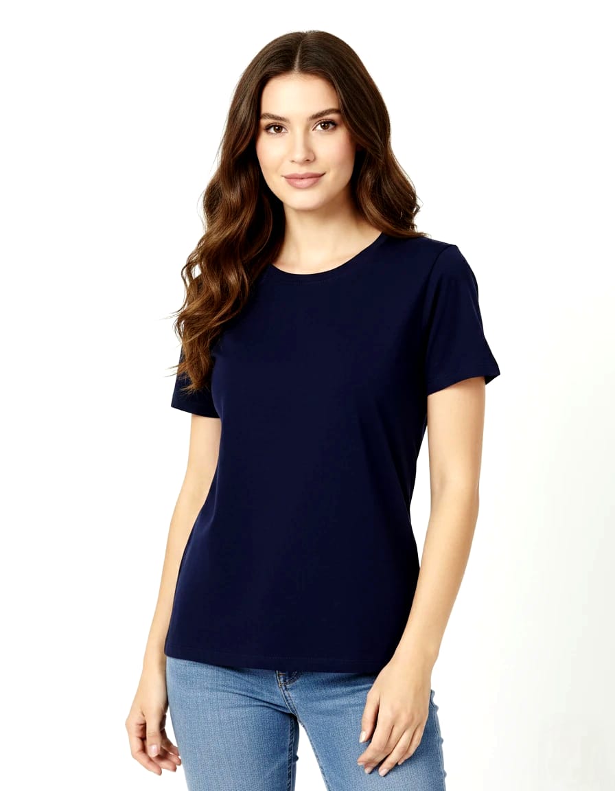 Navy Blue Teri Cotton Ladies Top – Regular Fit | Sizes S–XL