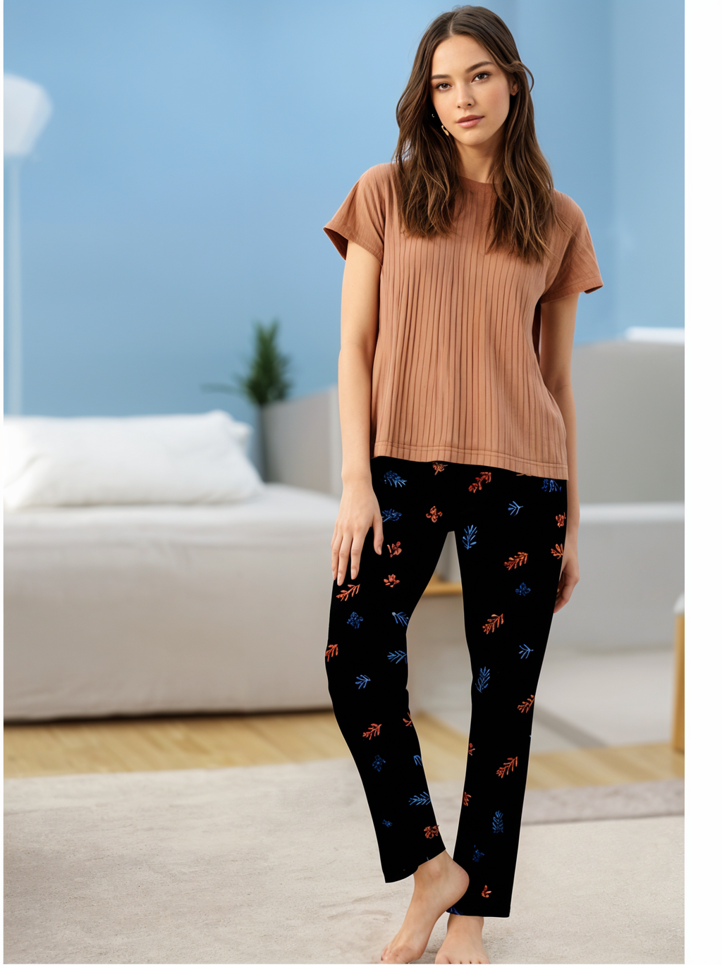 Women’s short sleeve T-shirt made from soft and comfortable Doria Derby fabric in a light brown colour.