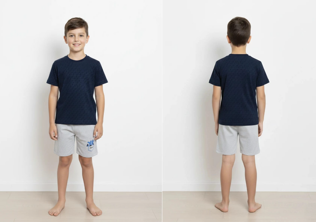 Boys Clothing Set 1–6 Years | ABC Print, FunBoy, Ink Blue T-Shirt & Shorts