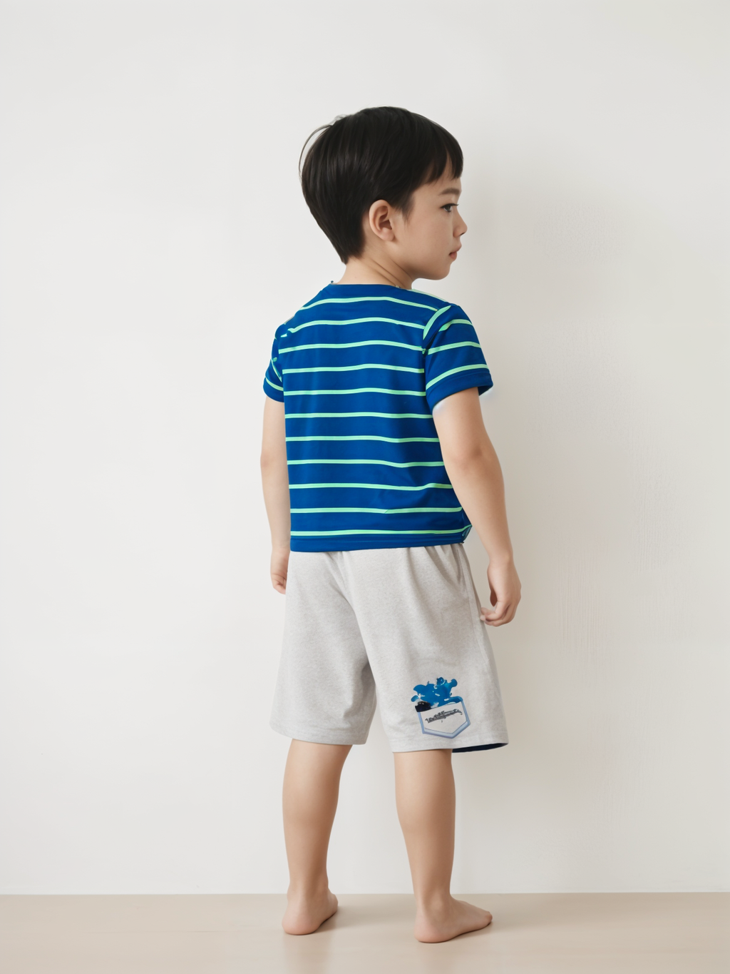Melange Shorts with Ink Blue Striped T-Shirt – Combo for ₹99