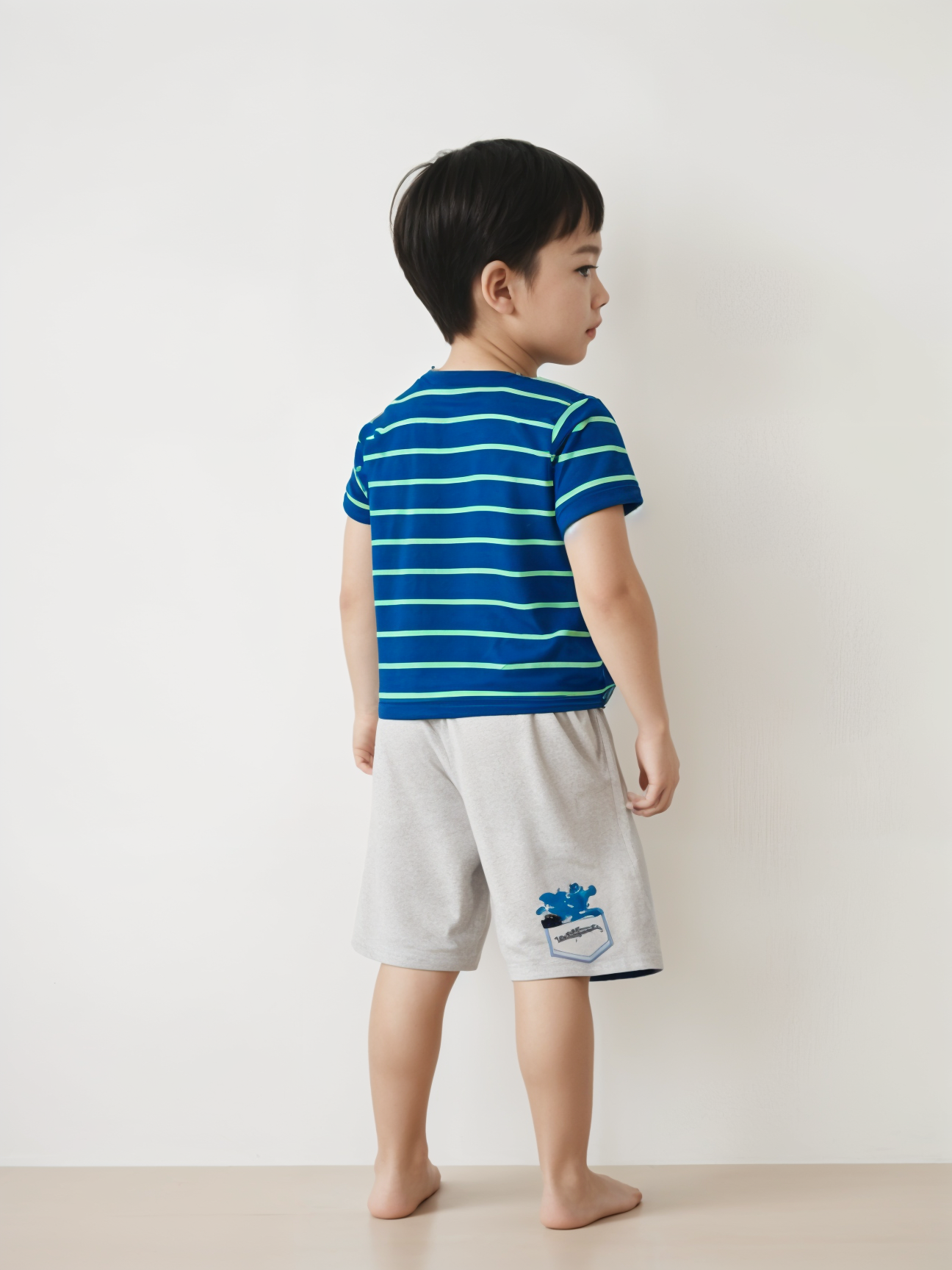 Melange Shorts with Ink Blue Striped T-Shirt – Combo for ₹99
