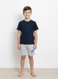 Kids Melange Shorts & Classic Blue T-Shirt Combo