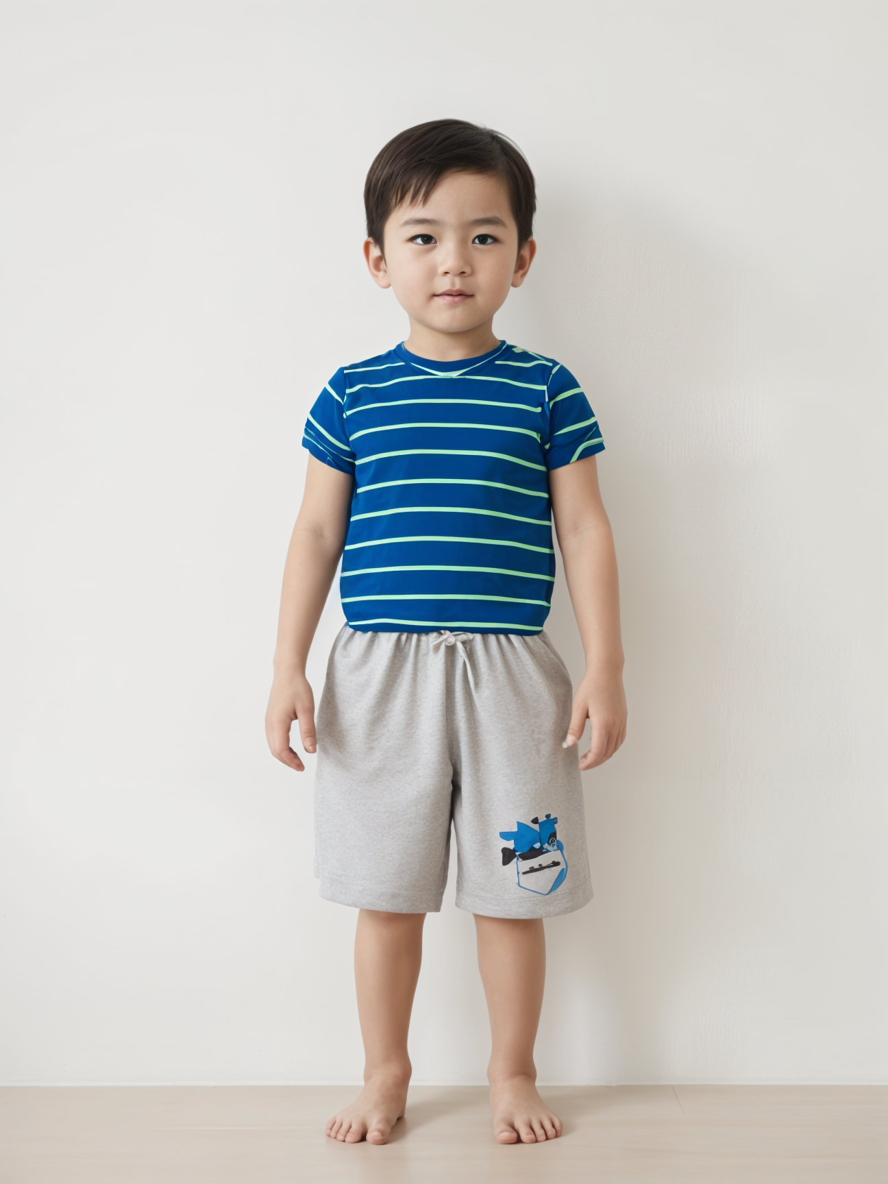 Melange Shorts with Ink Blue Striped T-Shirt – Combo for ₹99