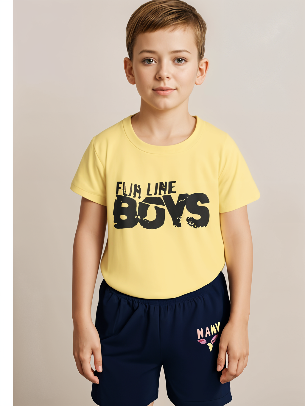 ₹99 Boys’ Outfit | Printed T-Shirt and Comfy Black Shorts Set