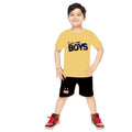 ₹99 Boys’ Outfit | Printed T-Shirt and Comfy Black Shorts Set