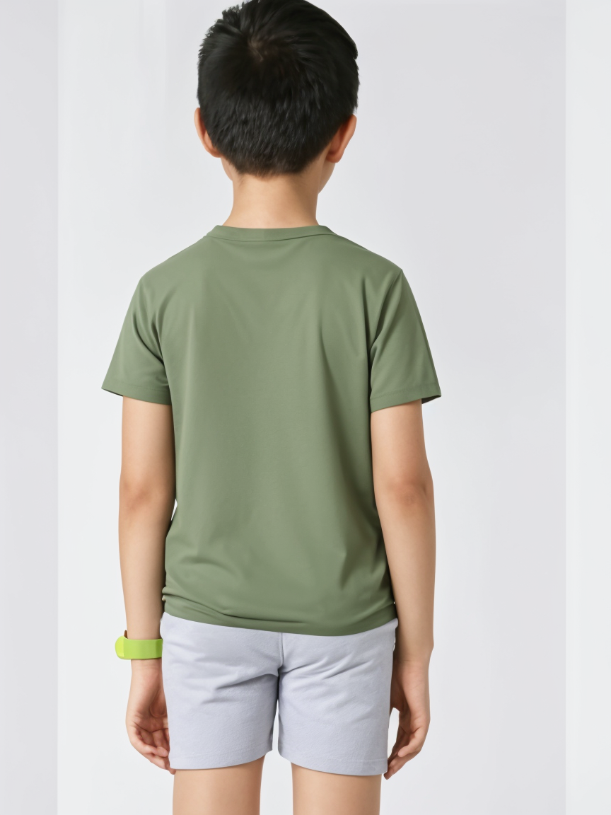 Boys’ Shorts & T-Shirt Set – Green Top & Melange Grey Shorts