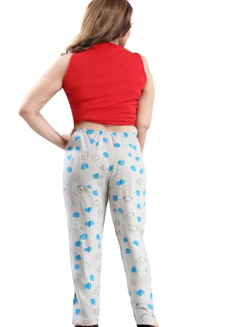 Women’s Melange Cotton Pyjama – Black & Royal Blue Print