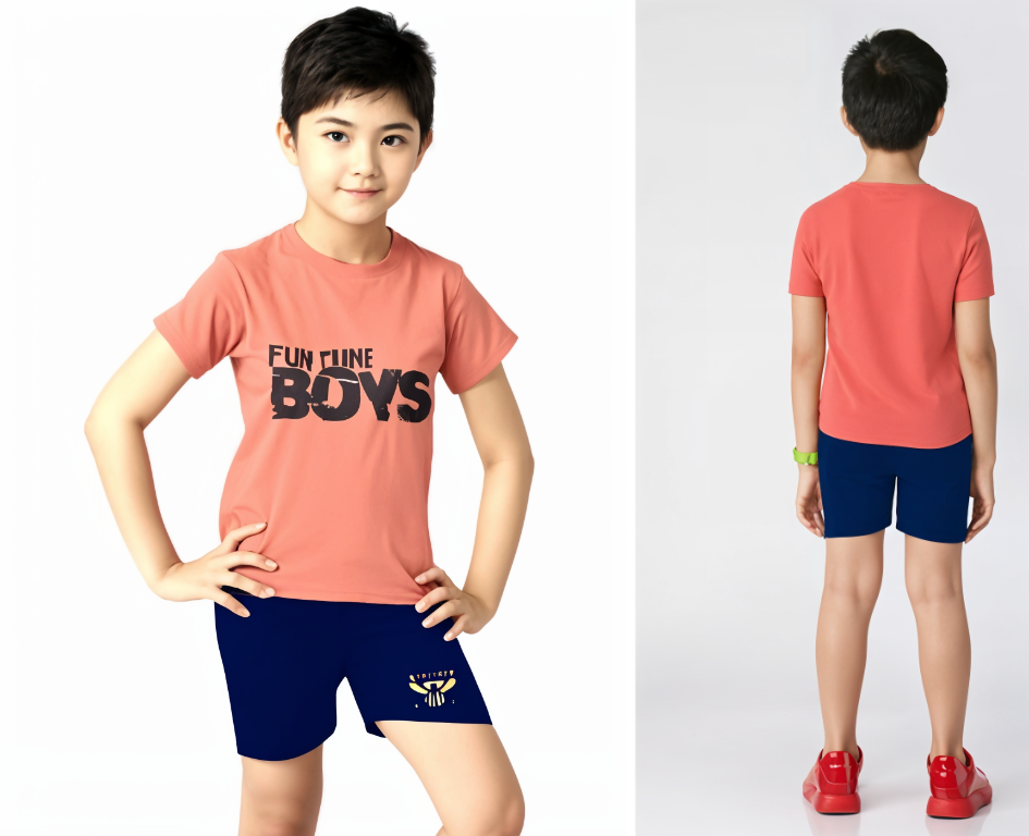 Boys Clothing Set 1–6 Years | ABC Print, FunBoy, Ink Blue T-Shirt & Shorts