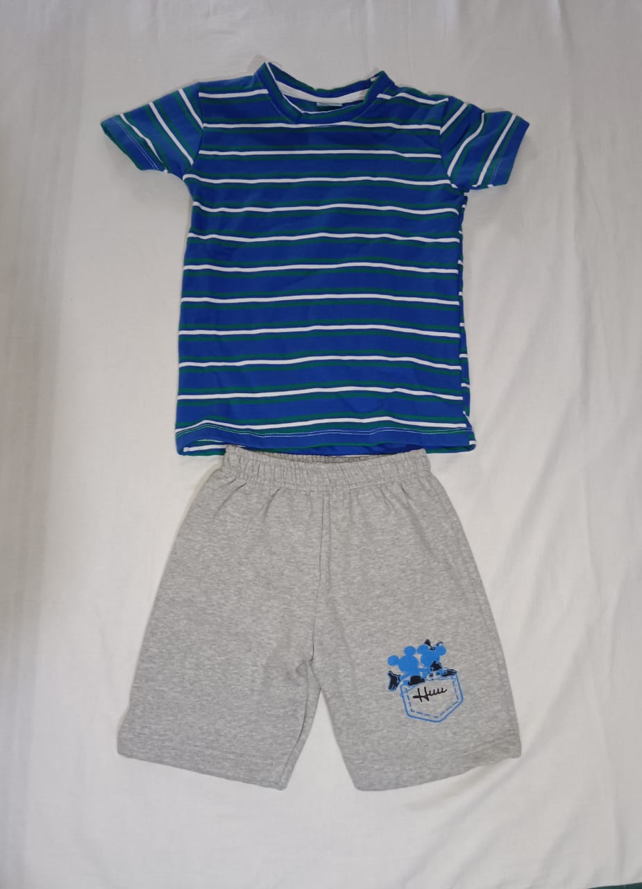 Melange Shorts with Ink Blue Striped T-Shirt – Combo for ₹99